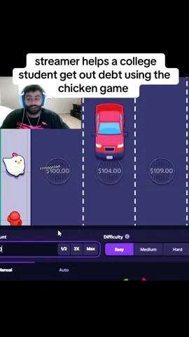 Streamer helps a college student get out of debt using the chicken game #kickstreaming #stevewilldoit #streamer #crossyroad 