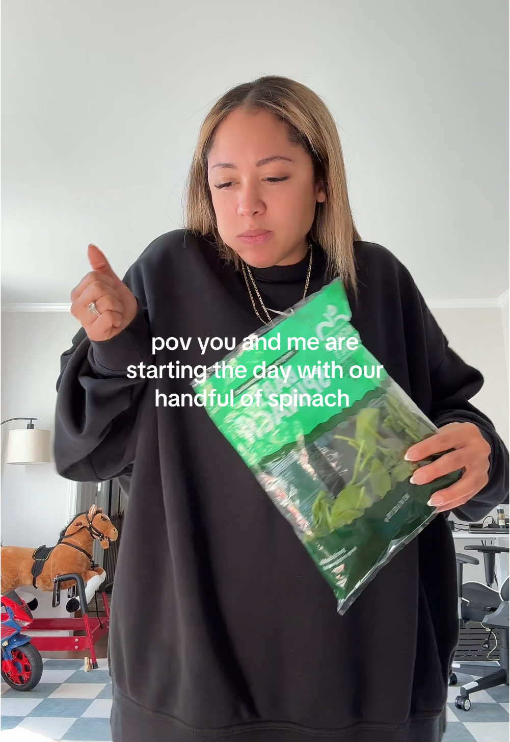 I LOVE watching the videos you guys tag me in trying spinach. I feel like a proud spinach mom. #healthylifestyle #spinach #morningroutine 