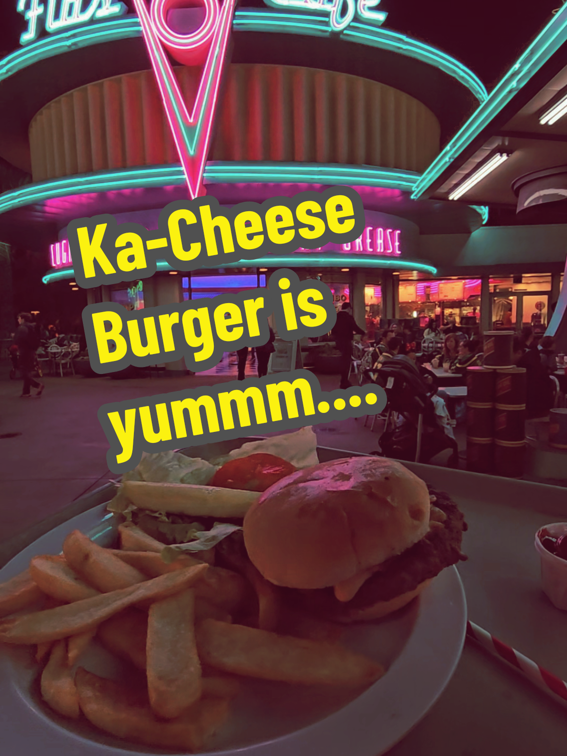 Ka-Cheese Burger at Flo'sV8 Cafe is a must try. #viral #mcqueen #foryou #disney #pixar #cars #radiatorsprings #lightningmcqueen 