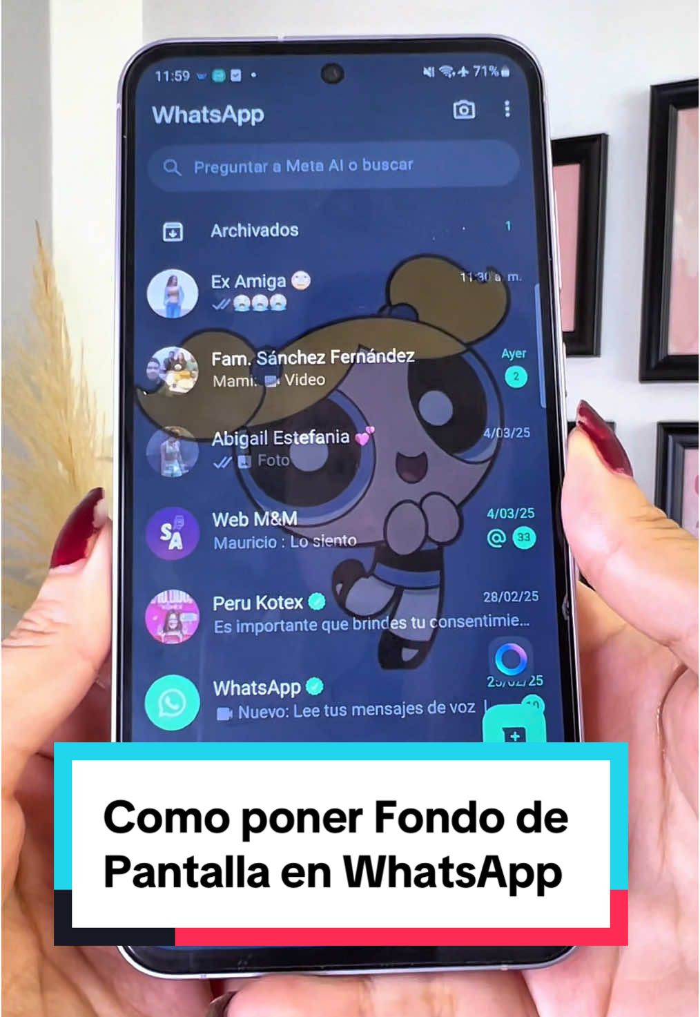 Como ponerle fondo de pantalla a tu WhatsApp 📱💖🥰 #whatsapp #trucosparacelular #trucoswhatsapp #tecnologia #trucosandroid #fondoswhatsapp #fondospersonalizados 