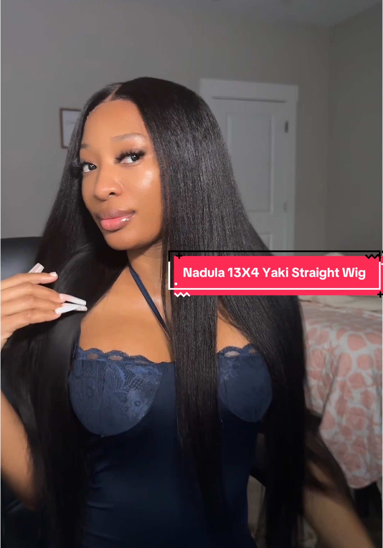 Glueless install on this @nadula hair @nadulahairwig ready to wear yaki straight wig. Get yours from the orange shopping cart right here on TikTok shop #tiktokshopspringglowup #ttfest #springtok #spotlightfinds #nadulahair #nadulawig 