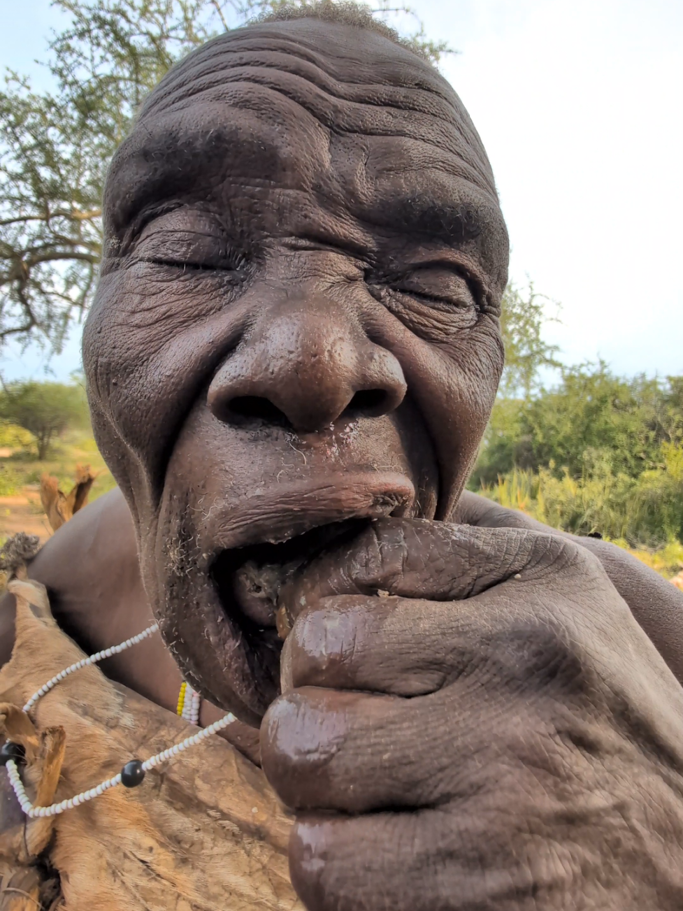 Wow ♥️ that's incredible delicious 😲🤤See Hadzabe hunters Enjoying eating favorite food, very Amazing#animals #culture #traditional 