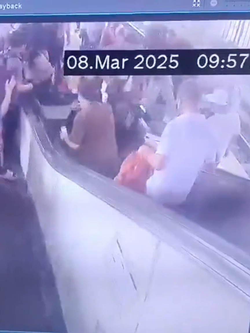 An escalator malfunction at the MRT-3 Taft Avenue station last Saturday, March 8, injured at least 10 people. As seen in the CCTV footage, many commuters fell when the upward-moving escalator suddenly stopped and then went in reverse.  (🎥 MRT-3) | via Andrea Taguines, ABS-CBN News #abscbnnews #fyp #news