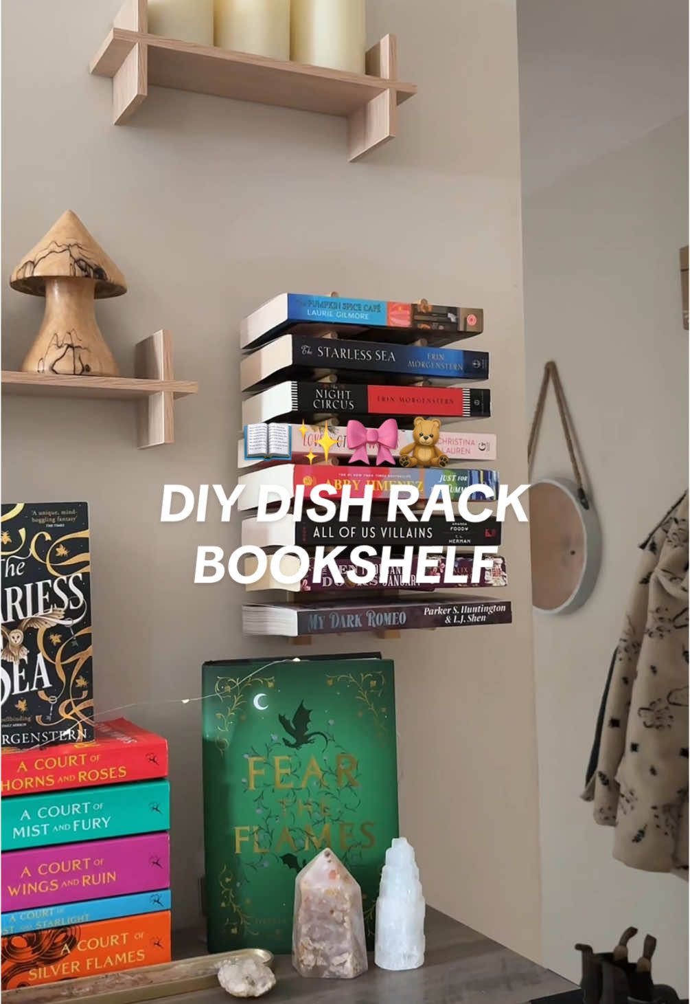 Got super lucky and was able to find the EXACT dish rack at the thrift! 🥹 It’s so pretty! 📖🌷✨ #DIY #bookshelf #diybookshelf #books #BookTok #booktoker #bookish #reading #thrift #thrifting #foryou #fyp #viral 