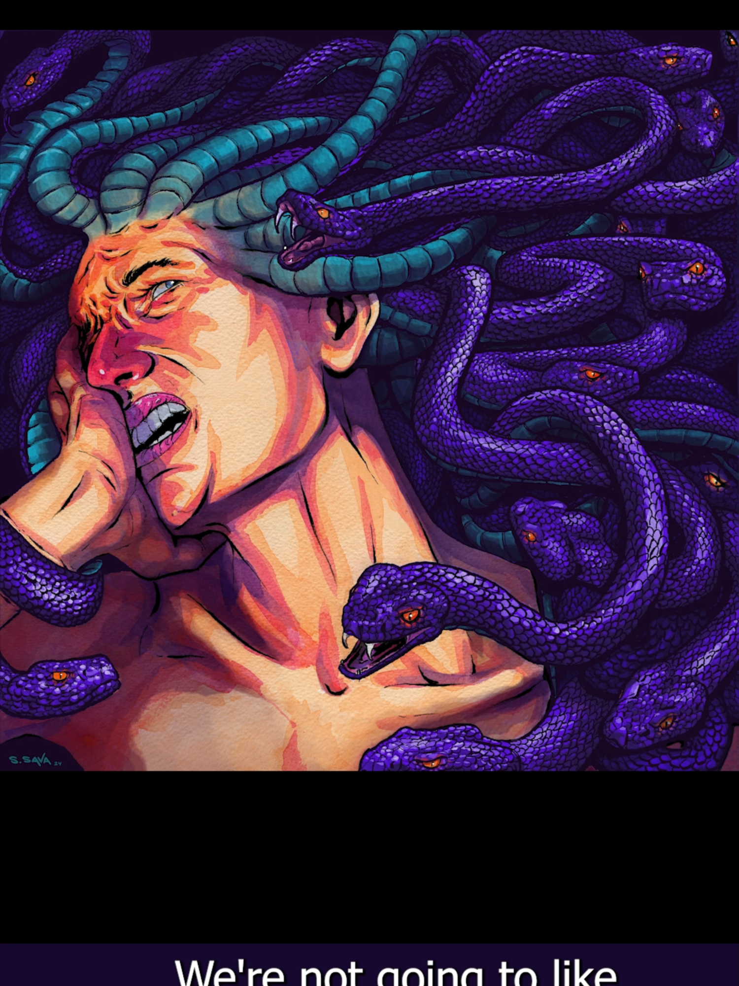 I'm Painting Medusa for a Rock and Roll Album Cover Part TWENTY #bensound