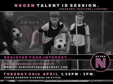 💥 Calling all 11-18 years footballers💥 ✅ Fantastic 4G Pitch at Gordons ✅ Get a FREE taster for the July camps  🚀 LIMITED SPACES – Tues 8th April 1.30-3pm Apply Now! 🔗 www.nx-gensportsmanagement.com 🔹 Tag a friend who would like this experience! 🔹 #FootballCamp #SoccerTraining #talentid #tastersession 