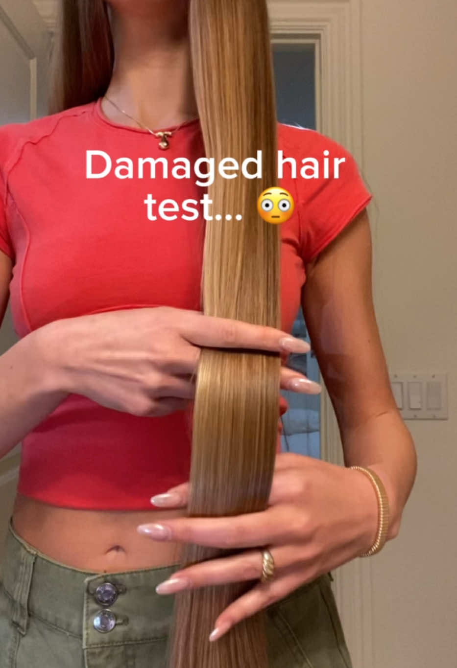 Is it time?? ✂️😳 #hairtok #haircare #longhair #healthyhair #healthyhairtest #damagedhairtest #haircut #hairtrim #tessa #tessapeay #bob #shorthair 