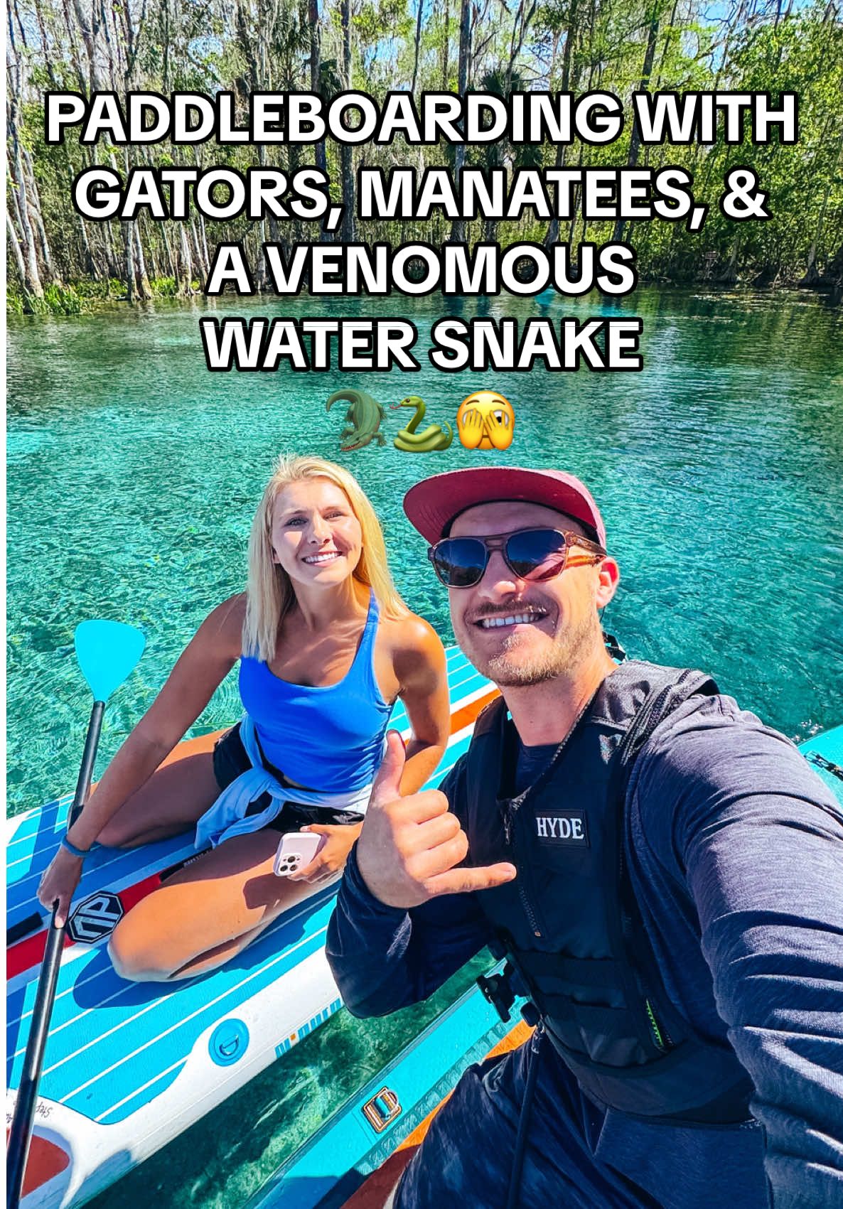 Paddleboarding with gators and venomous snakes… what could go wrong?!🫣🐍🐊 In all seriousness, this was one of the best Paddleboard adventures I’ve ever had thanks to @FloridaGuideJosh ! He was born and raised in Central Florida and is an expert on the Florida Springs. If you want to experience the springs, make sure you book a tour with him! #florida #floridasprings #alligator #manatee #cottonmouth #paddleboard #paddleboardingadventures #floridalife 