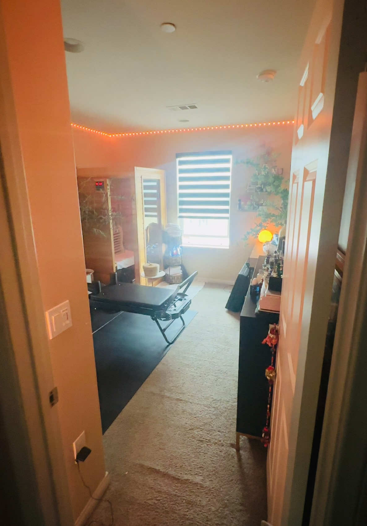 My spa room is finished, my relaxing spot . Had to include frag ❤️#spa #sauna #saunatime #relaxing #Home #luxuryskincare #fragrance #niche #perfumetiktok #reformerpilates #reformer 