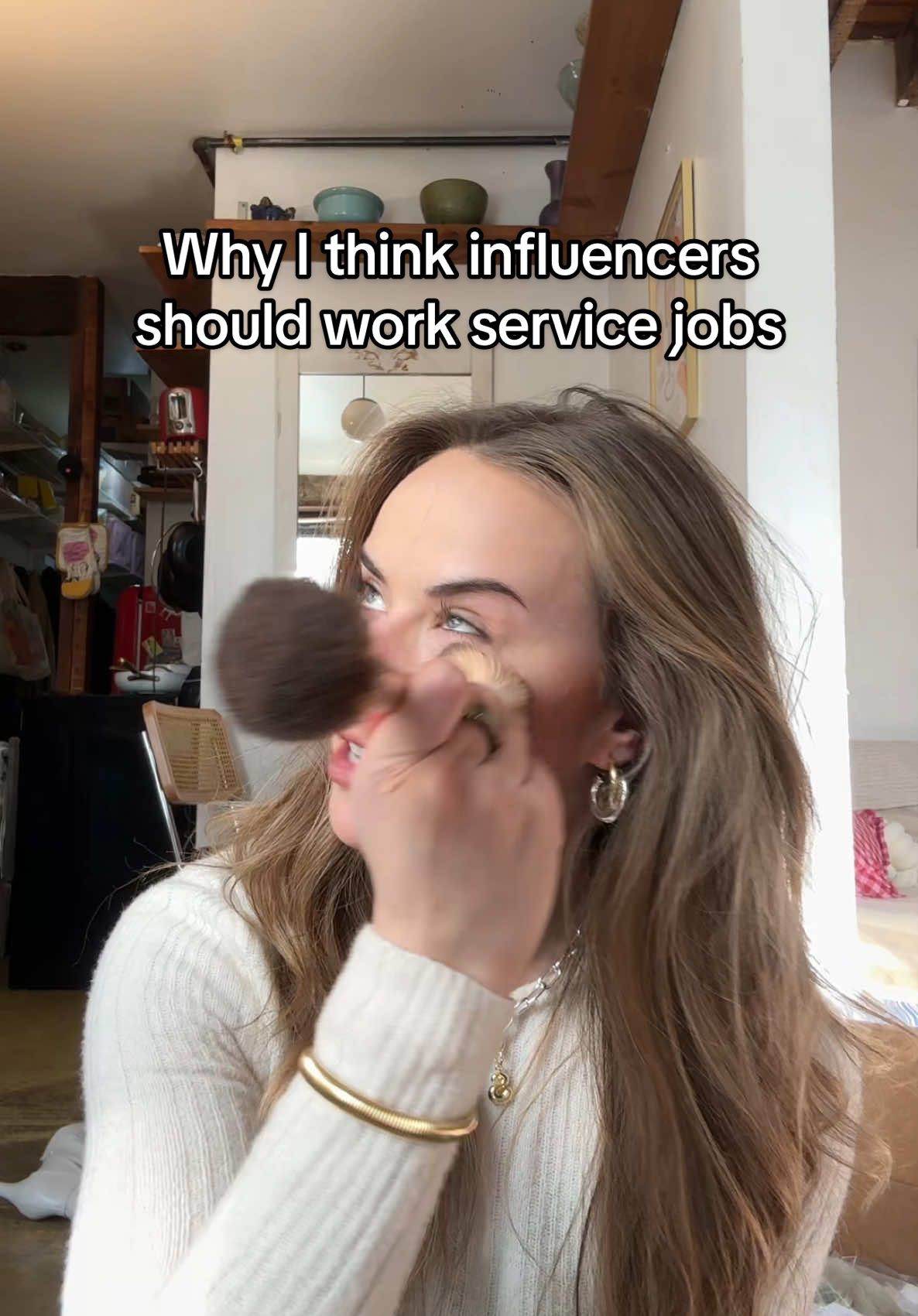 GRWM while I talk about why I think every influencer should work a service job 