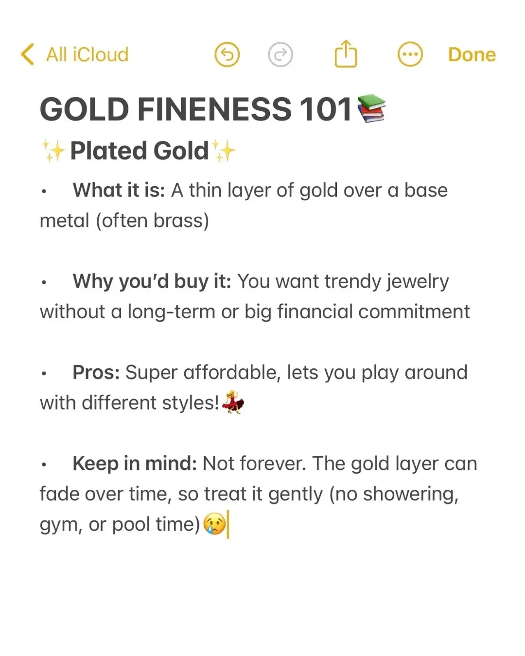 Breaking down the most common types of gold jewelry so you can make an informed decision the next time you treat yourself to something sparkly!☺️✨ 