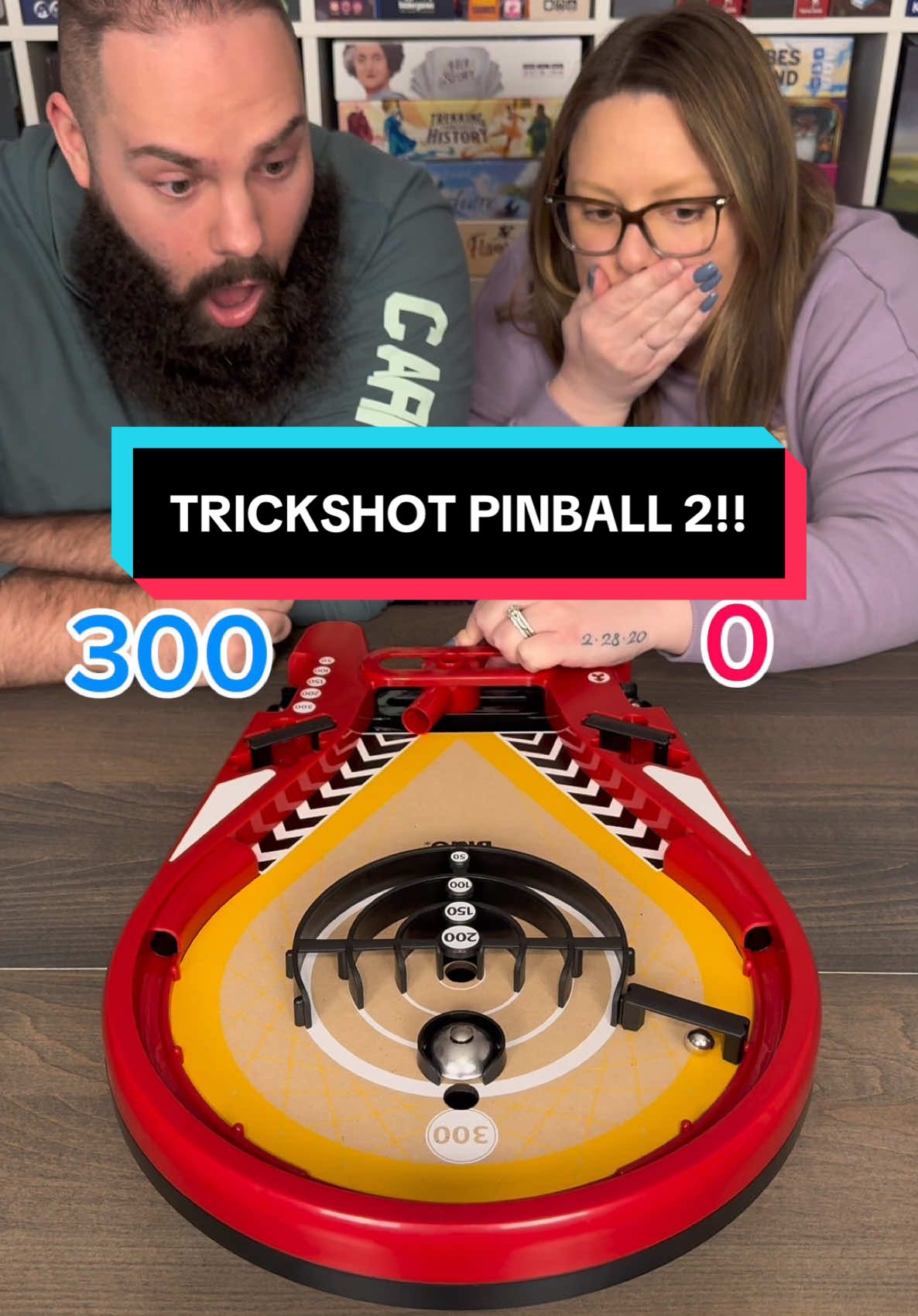 How Is That Possible?! Come Play Trickshot Pinball With Us! #boardgames #GameNight #couple #fun 