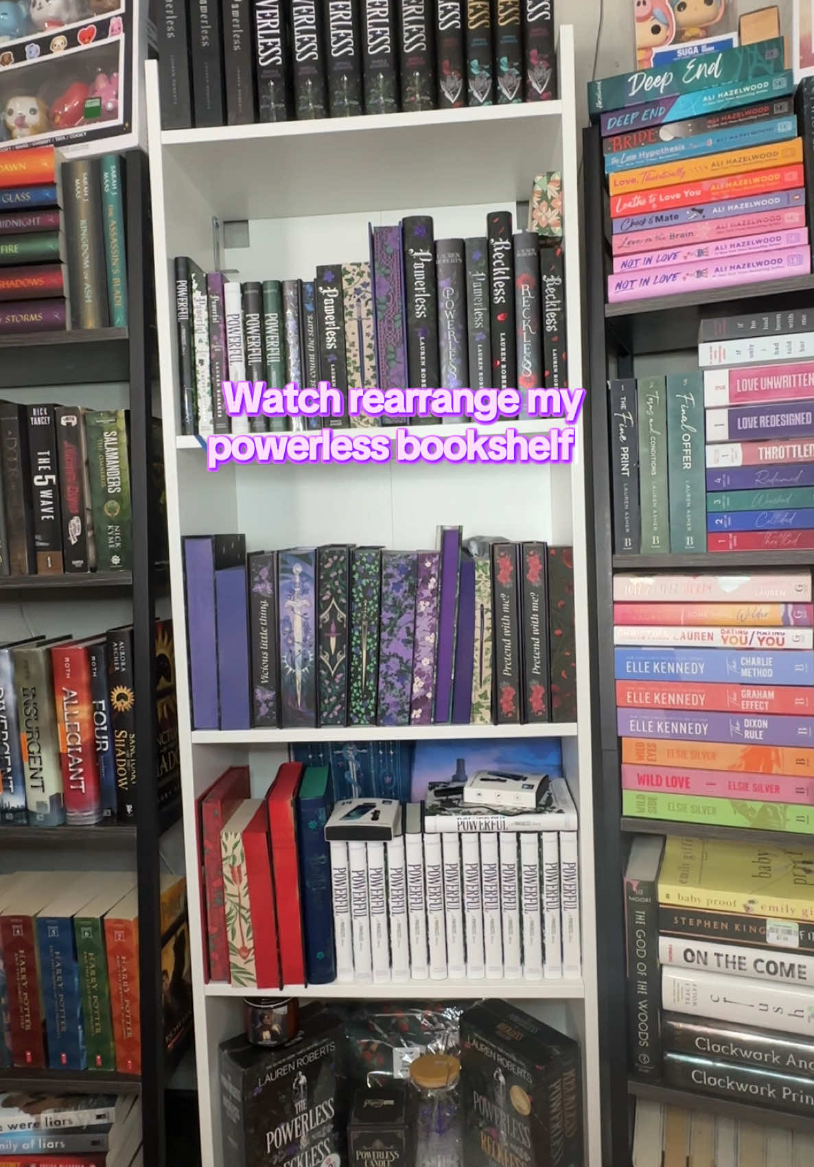 I love my books so much🥰🥹sorry if I post so much about them but I’m very proud of how many I’ve gotten 💜🪻🗡️📚@Lauren Roberts @Simon Teen #BookTok #powerlesslaurenroberts #kaiazer #paedyngray #laurenroberts 