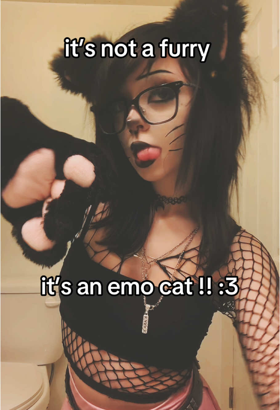 i feel like i look so silly #emo #emogirl #catgirl #makeup #cosplay #emogirlmakeup 