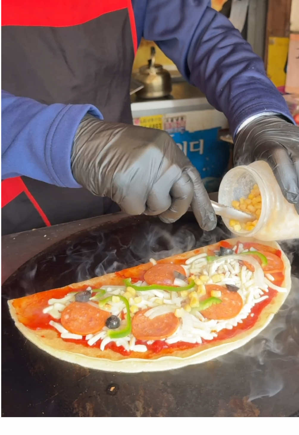 한국식 피자 크레페 / Korean-style pizza crepe #피자 #크레페 #pizza ##crepe #koreanstreetfood 