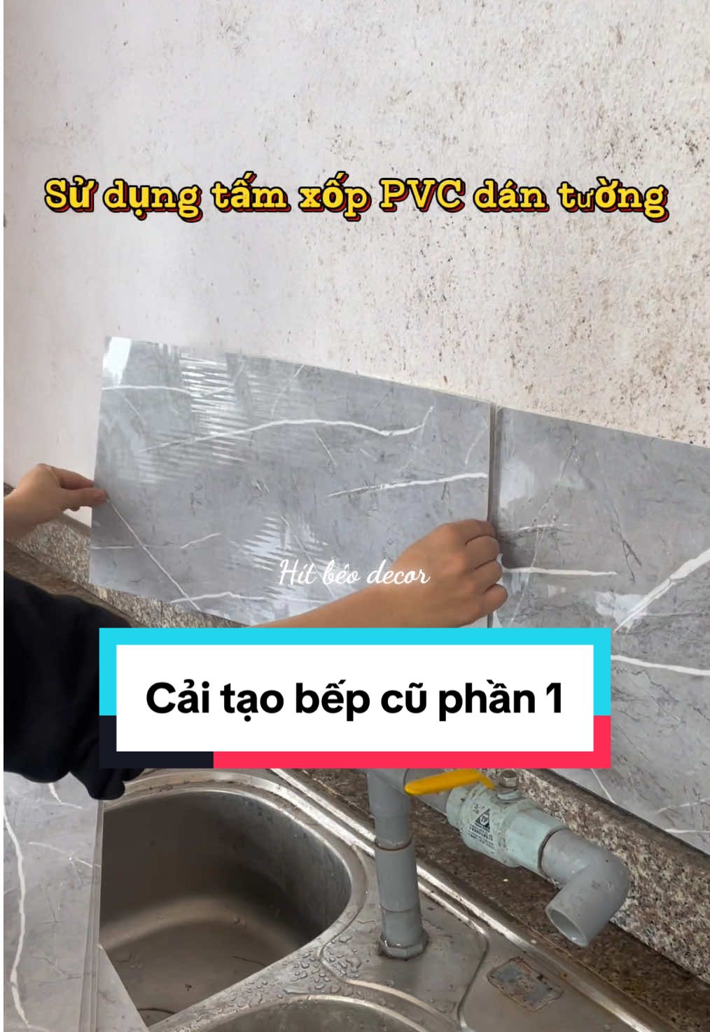 Cải tạo bếp cũ với tấm xốp PVC #xopdantuong #xopdantuongthp #xoppvcvanda #hitbeodecor #xuhuongtiktok 