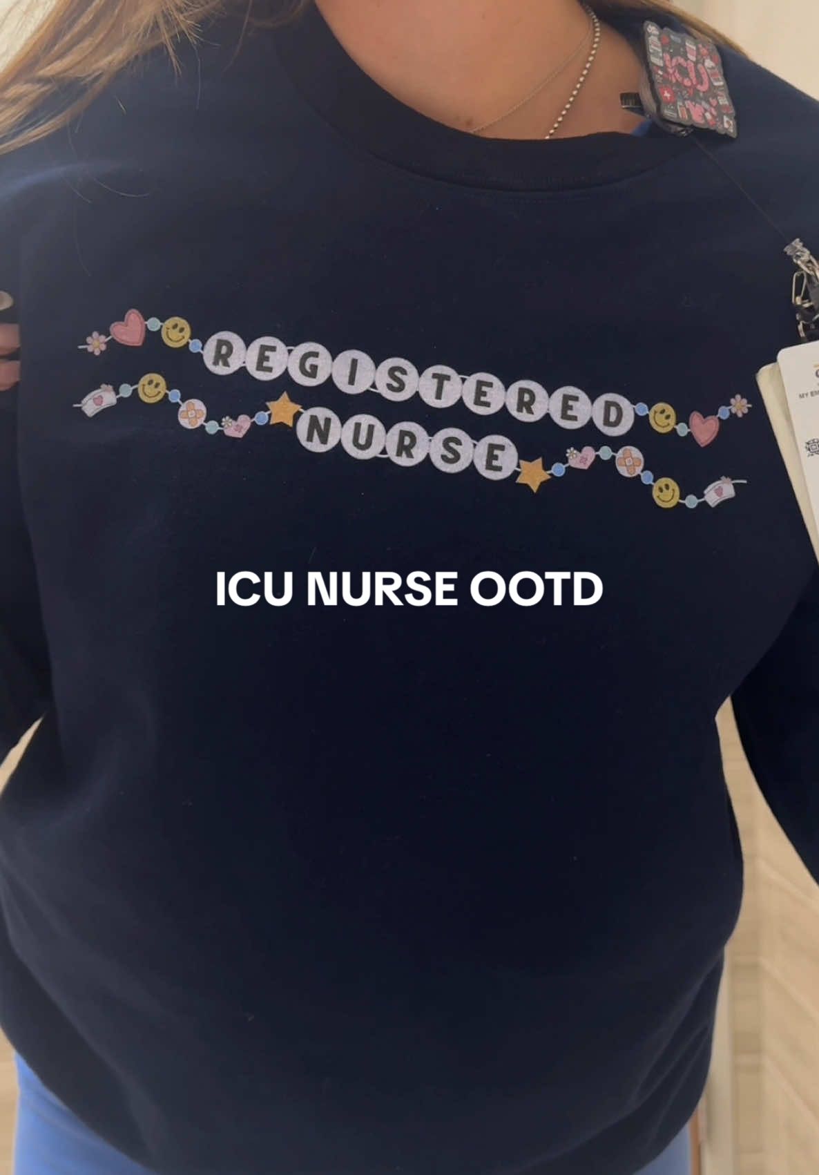 I’ll be wearing this crewneck until further notice 🫡 #nurse #nurseootd #icunurse #nursing #nurseootd #OOTD #scrubfitcheck #scrublife #wearfigs 