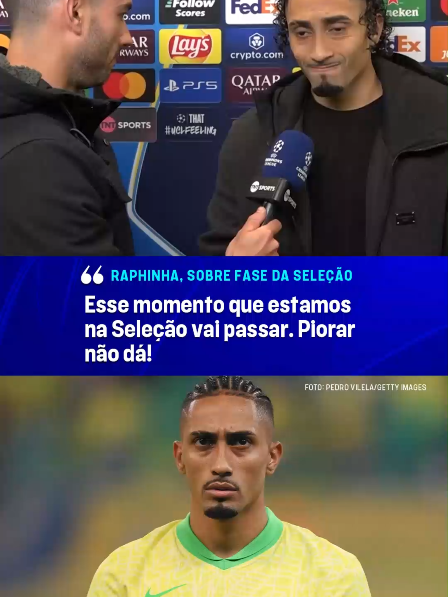 'PIORAR NÃO DÁ!' 😰😥 Raphinha comentou sobre o momento complicado que a Seleção Brasileira tem vivido nos últimos tempos! ⬇️🇧🇷 #CasaDaChampions #tiktokesportes #tiktoknotícias #Raphinha #Brasil #ChampionsLeague