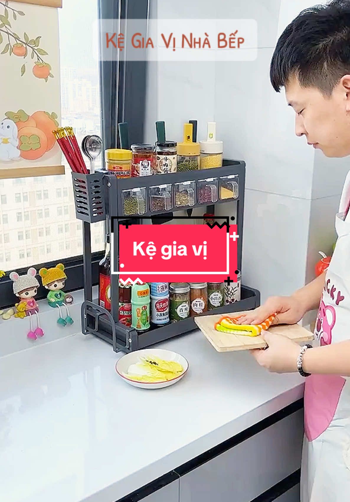 Kệ gia vị nhà bếp tiện lợi #kegiavi #kegiavinhabep #giadungnhasam #giadung #xuhuong 