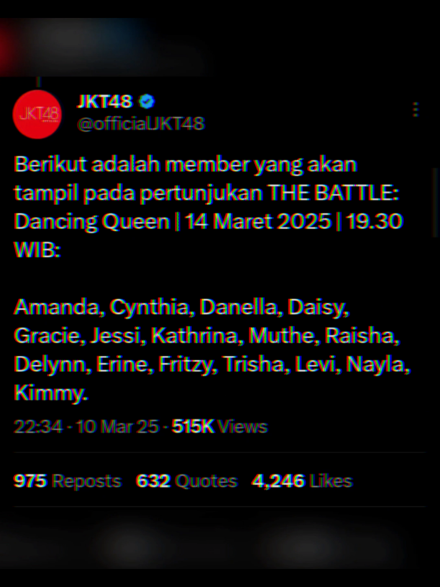 Dancing Queen Battle 🔥🔥 Siapa jagoan kalian?? #jessijkt48 #muthejkt48 #kathrinajkt48 #amandajkt48 #raishajkt48 #graciejkt48 #danellajkt48 #daisyjkt48 #cynthiajkt48 #delynnjkt48 #fritzyjkt48 #trishajkt48 #erinejkt48 #levijkt48 #naylajkt48 #kimmyjkt48 #jkt48 #jkt48newera #fyp #foryou #dance 