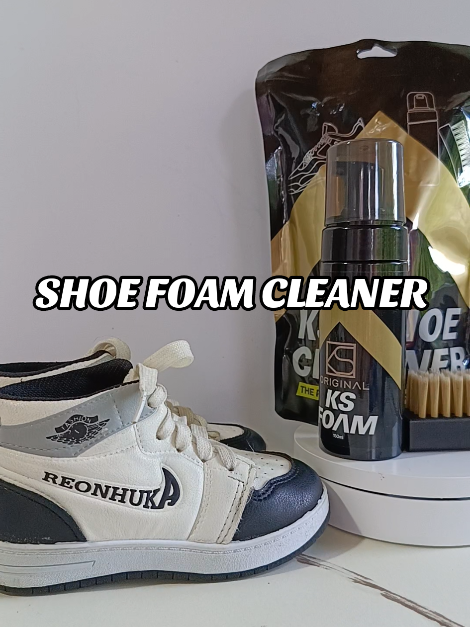 Very effective Shoes Cleaner whitening Foam from KS ORIGINAL 💯💯 #shoe #shoescleaner #shoefoamcleaner #foamcleaner #fyp #ksorignal #ksshoecleaner 