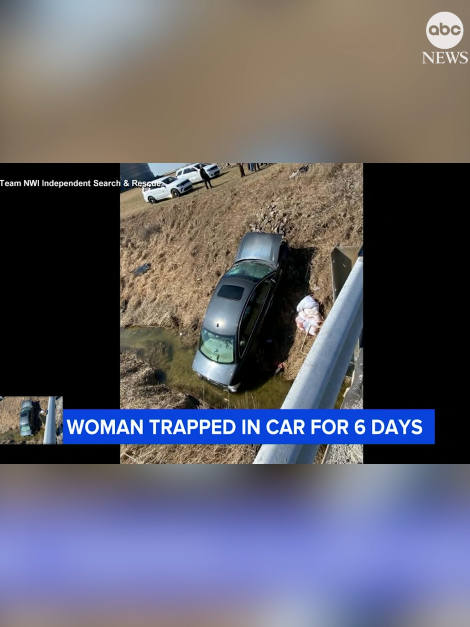 A woman was trapped for nearly a week inside her car after crashing into a ditch in Indiana. Her father says it's a miracle she was pulled out alive. #news #indiana