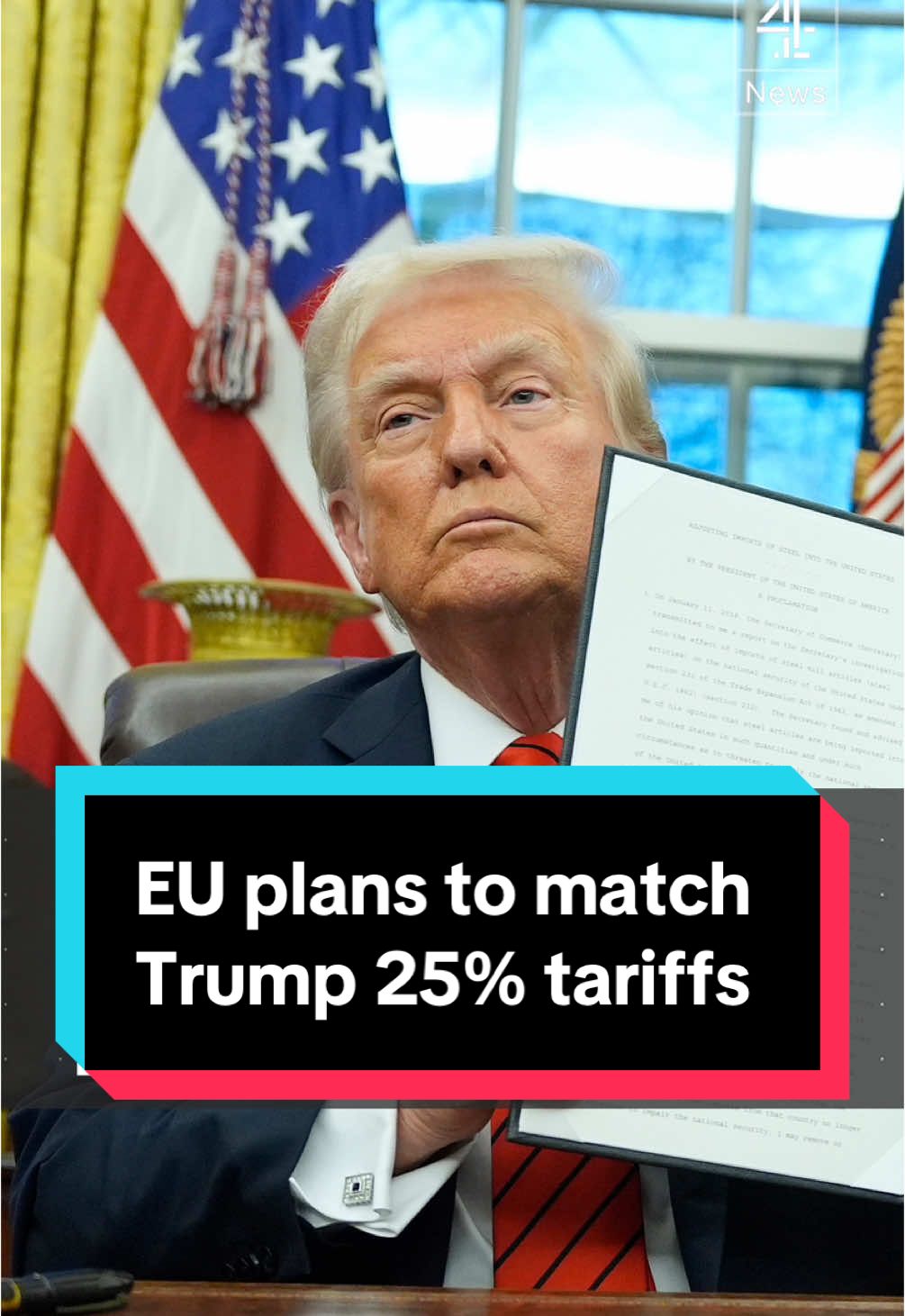 The European Union has announced plans to retaliate after President Trump increased tariffs on steel and aluminium imports to 25% for all countries. The counter-measures will cover £22 billion worth of US goods, including motorbikes, bourbon, industrial and farm products - and are aimed primarily at Republican-held states. They'll come into force in April. #Tariffs #TrumpTariffs #TradeWar #Steel #Trump #Channel4News #c4news
