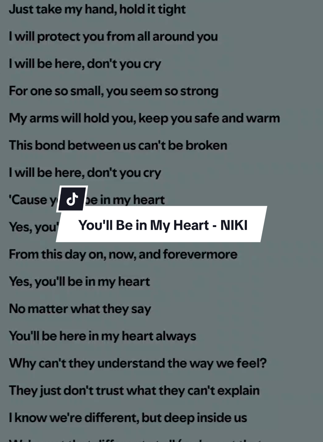 You'll Be in My Heart - NIKI (Spotify Singles) (lyrics) #spotifylyrics #songlyrics #songs #fyp #fypp #viral #music #lyrics #spotify 