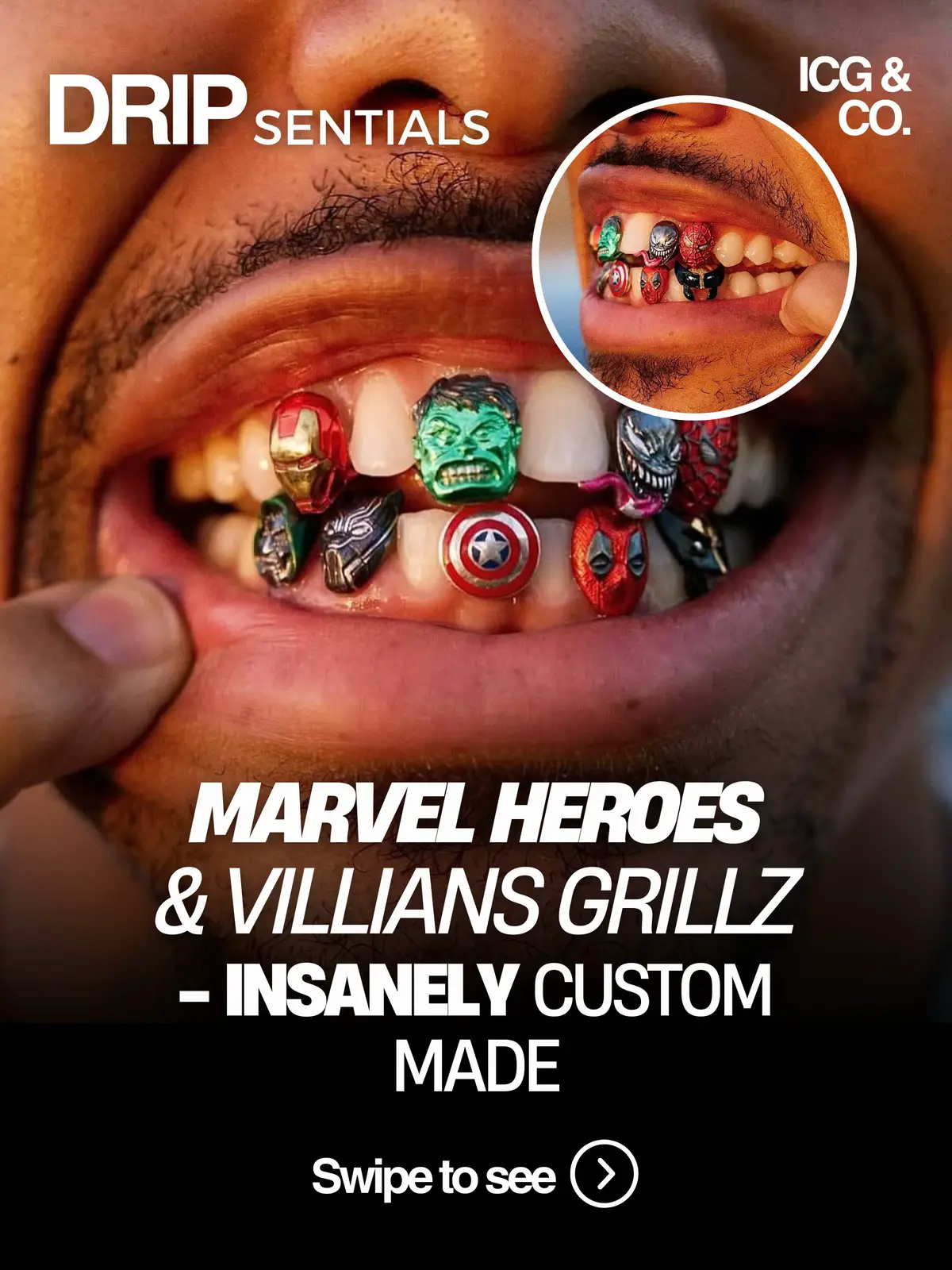 Marvel-inspired hero and villain grillz are on another level! Designed by @two.eight.28 for @jordanbentley – pure fire. ❄️💎♾️ #icedout #icedoutjewelry #hiphopjewelry #jewelry #cubanlink #icedoutchain #diamonds #bustdown #icedoutwatch #diamondwatch #gold #diamondgrillz #hiphop #tennischain #customjewelry #drip #cubanchain #icebox #miamicubanlink #diamond #goldchains #rolex #luxury #bussdown #vvsdiamonds #grillz #diamondchain #vvs #icedoutgrillz #goldchain #custom 