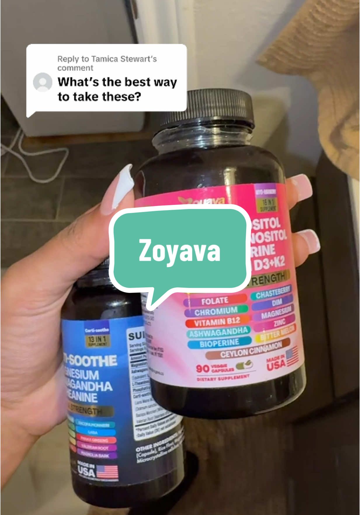 Replying to @Tamica Stewart take myo in the morning and corti soothe durning the evening #Zoyava #Ashwagandha  #Sootheandsmoothbundle #Highcortisol #Ltheanine  #Myoinositole #Wellnessjourney #Womenover30 #Womenover40 #Womenover50 #resultsmayvary  #tiktokmademebuyit #musthaves #spotlightfinds 