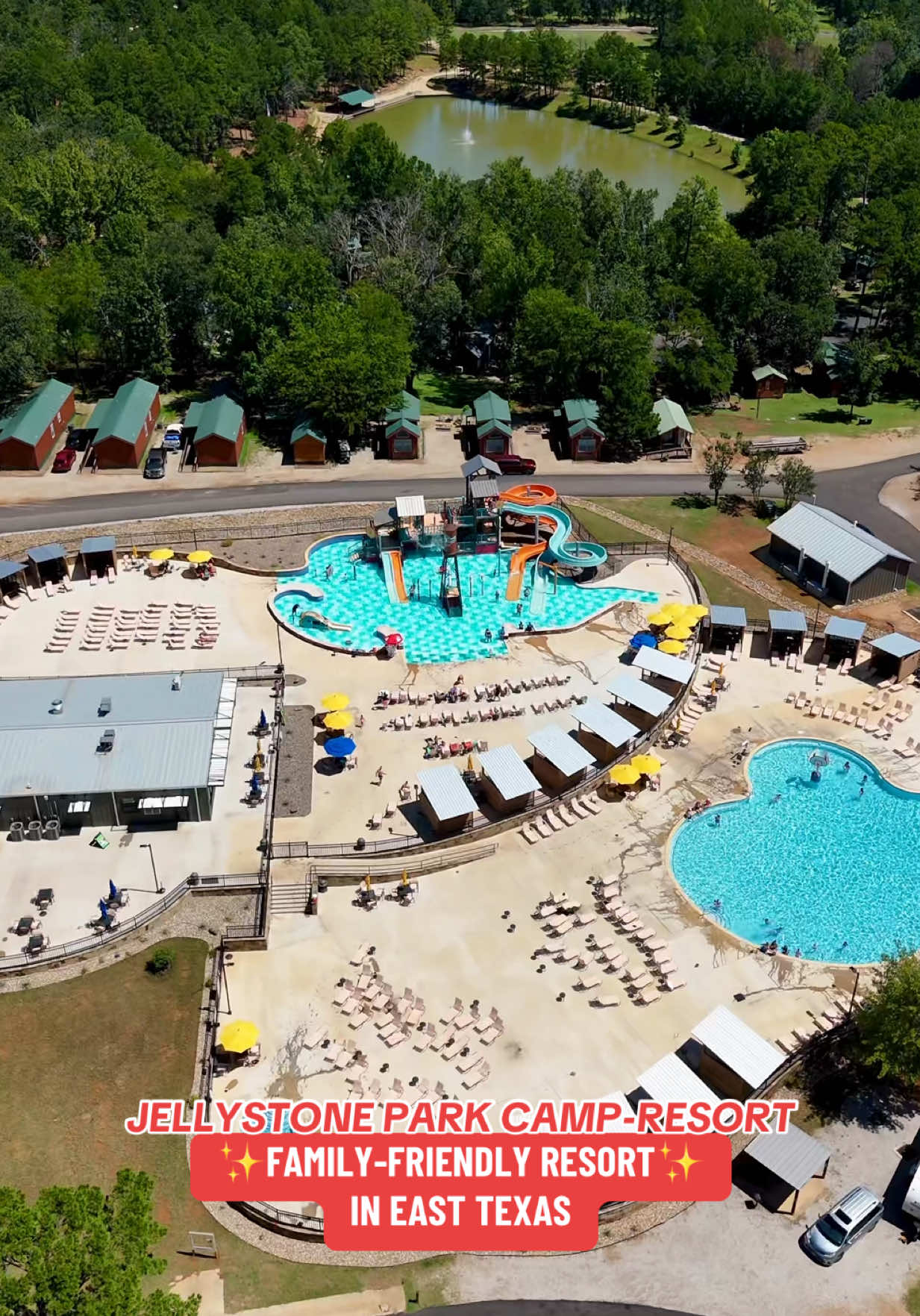 ✨FAMILY-FRIENDLY RESORT GETAWAY IN TEXAS✨ @jellystonetyler is nestled on 107 acres in the rolling hills of the East Texas Piney Woods, this family-friendly campground offers the perfect mix of adventure and relaxation. Whether you’re planning a weekend getaway or an extended stay, there’s something for everyone here! 🎢 Make a splash – Dive into the Water Zone, complete with a heated water playground, swimming pool, and spa tub! ⛳ Test your skills with a round of mini golf on the 10-hole course! 🎯 Gear up for battle in the high-energy laser tag arena! 💎 Strike it rich at the gem mining station! 🎮 Check out the brand-new arcade, packed with fun games for all ages! 🏀 Game on – Hit the sports courts for basketball, volleyball, and more! 🌿 Explore the great outdoors – Breathe in the fresh East Texas air while strolling along scenic nature trails. 🔥 Cozy up by the fire at the Campfire Canteen for snacks, s’mores, and good times! 🏕️ Stay your way – Choose from a selection of cozy cabins or reserve one of the many fantastic RV sites! 📍 Just 1.5 hours from Dallas and close to downtown Tyler, this is the ultimate family-friendly getaway! #texas #texastravel #texasvacation  