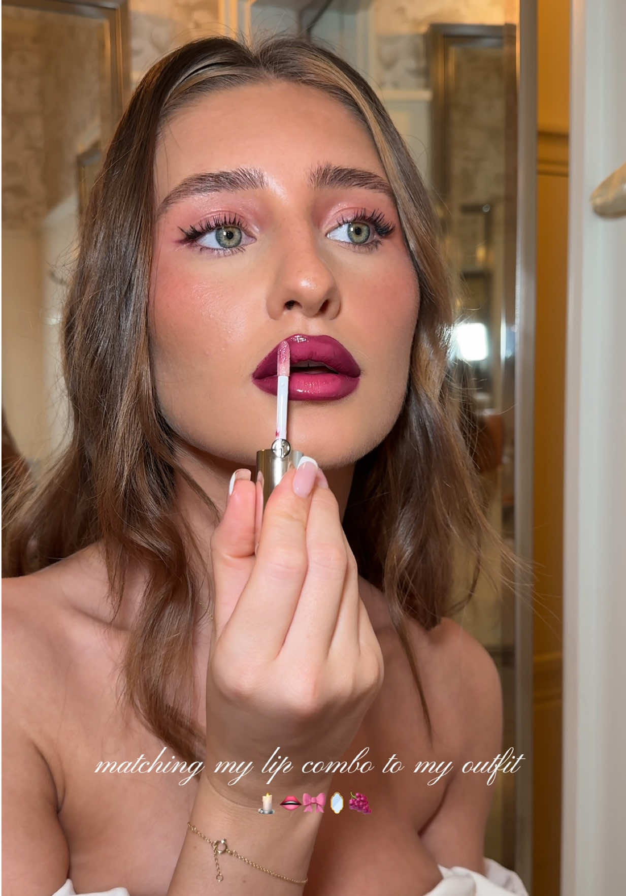 ad Matching my lip combo to my outfit 🕯️👄🎀🪞🍇 @rimmellondon 580 bitten red lip liner @lorealparisuk matte resistance 150 lazy Sunday @YSL Beauty 150 loveshine lipstick @Armani beauty 08 prisma glass lip gloss #darklips #lipcombo #lipcombos #datenightmakeup #ombrelips #pinklips #berrylips #berrylipcombo #makeup