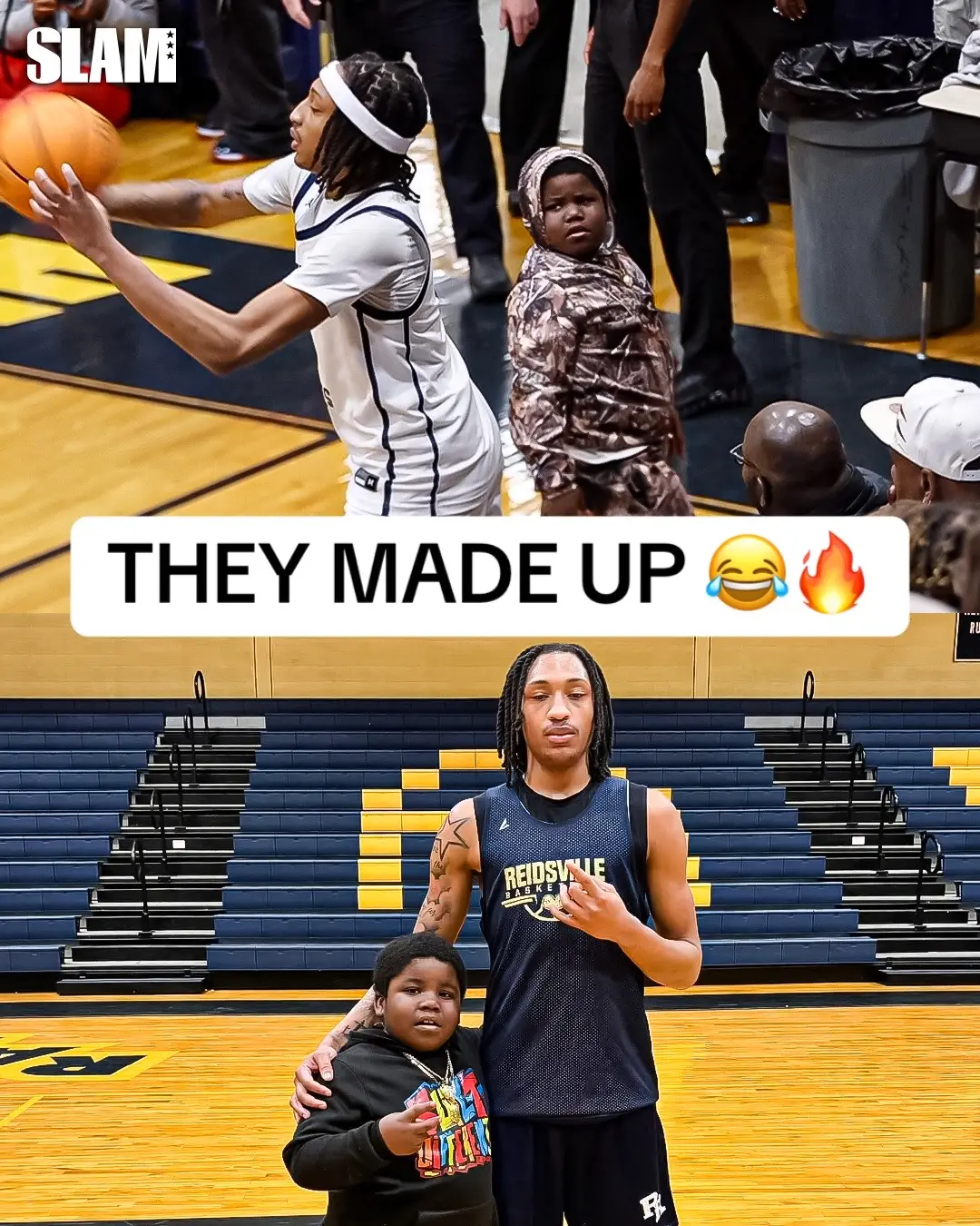 Our guy Ja’Zavion Courts stopped by Reidsville’s practice this week 🤣🤣🤣 @J9🌟☄️ #slamhs #hshoops #littlebro #trending #blooper #nc #northcarolina #fyp #funny 