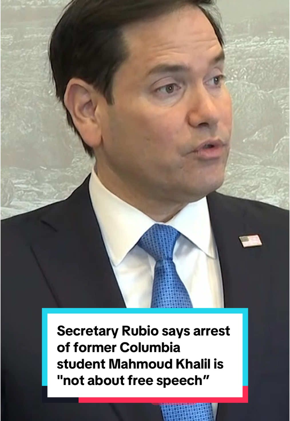 Secretary of State Marco Rubio said that the arrest of Mahmoud Khalil, a former Columbia University student who led pro-Palestinian protests there last year, is 