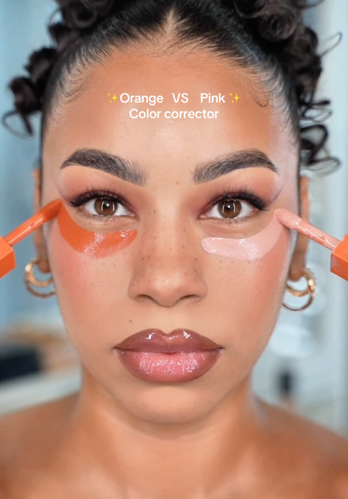 Orange VS Pink color corrector! I think both shades work for my skin tone. Which would you try? #makeuphacks #makeuphack #concealer 