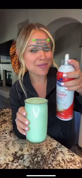 Copy cat McDonald's shamrock shake. But low cal and high protein  RECIPE : 1 Vanilla Premier Protein Shake 3 oz Plain Greek Yogurt 8 g Instant Sugar-Free Vanilla Pudding Mix Mint Extract Green Food Coloring 1 cup Ice #howto #Foodie #foodtiktok #shamrockshake #stpatricksday