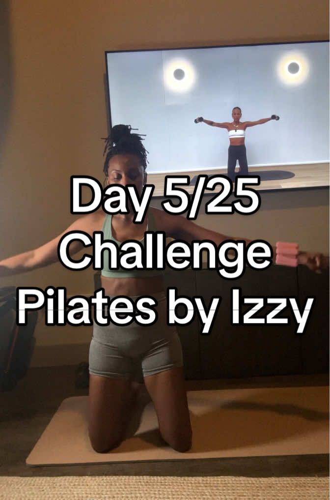 Day 5! Join me on my 25 day @IZZY SAMUEL Pilates challenge! Skipped dad 4 until my ball stays inflated 😀. #pilatesathome #pilates #pilatesbyizzy 