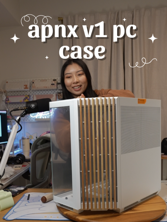 the wooden details are so cozy 🥺 overall seems like a pretty nice case to build in, love that they added a built in anti sag bracket 🙂‍↕️ sponsored by APNX, but it's been on my list to check out for a minute!  #pcbuild #gamingpc