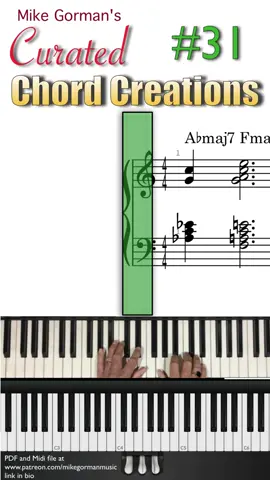 Number 31 of Curated Chord Creations.  Access PDF and midi file for this and all the others at: https://www.patreon.com/collection/691880?utm_campaign=collectionshare_creator Link in bio.  #jazz #jazzpiano #piano #jazzsolo #improvisation #billevans #herbiehancock #pianolesson #pianolessons #jazzlessons #jazzeducation #openstudio #mccoytyner #harmony #exercise #billevans #colemanhawkins #herbiehancock #solopiano #piano #CCC’s #mikegorman