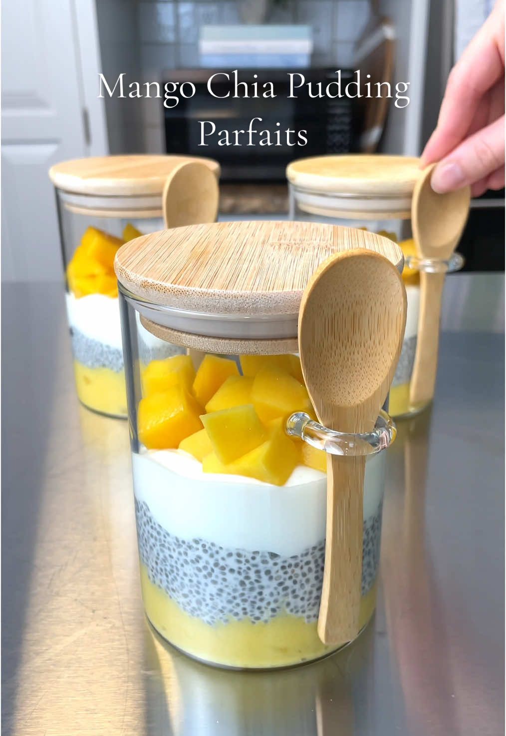 Mango Chia Pudding Parfaits 🥭 Ingredients: ¼ cup mango purée ½ cup chia pudding  ¼ cup vanilla yogurt  ¼ cup fresh mango Chia Seed Pudding Ingredients: 1 cup oat milk ¼ cup chia seeds ¼ cup vanilla yogurt Instructions: 1. Combine all ingredients in a jar or container and mix well. 2. Wait about 3 minutes then mix again to avoid the chia seeds clumping. 3. Cover and store in the fridge for at least an hour or until a thickened consistency has formed. Assemble parfaits and enjoy! 