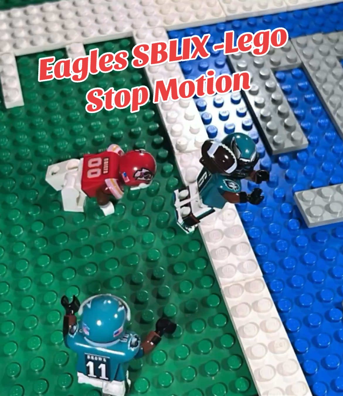 Super Bowl LIX- in Stop Motion! The legendary dagger TD pass from Jalen Hurts to Devonta Smith, recreated in Lego Stop Motion. An instant classic, this iconic play at the end of Q3 of Super Bowl LIX put the Eagles up 34-0 over the Chiefs, putting the game out of reach. My Srop Motion Lego version used sound bites from Nick Sirianni Mic'd up as well as the WIP call from Merrill Reese, and the TV call by Kevin Burkhardt. #SuperBowl #philadelphia #eagles #philadelphiaeagles #chiefs #jalenhurts #devontasmith #football #nfl #lego #stopmotion #animation| @Philadelphia Eagles 