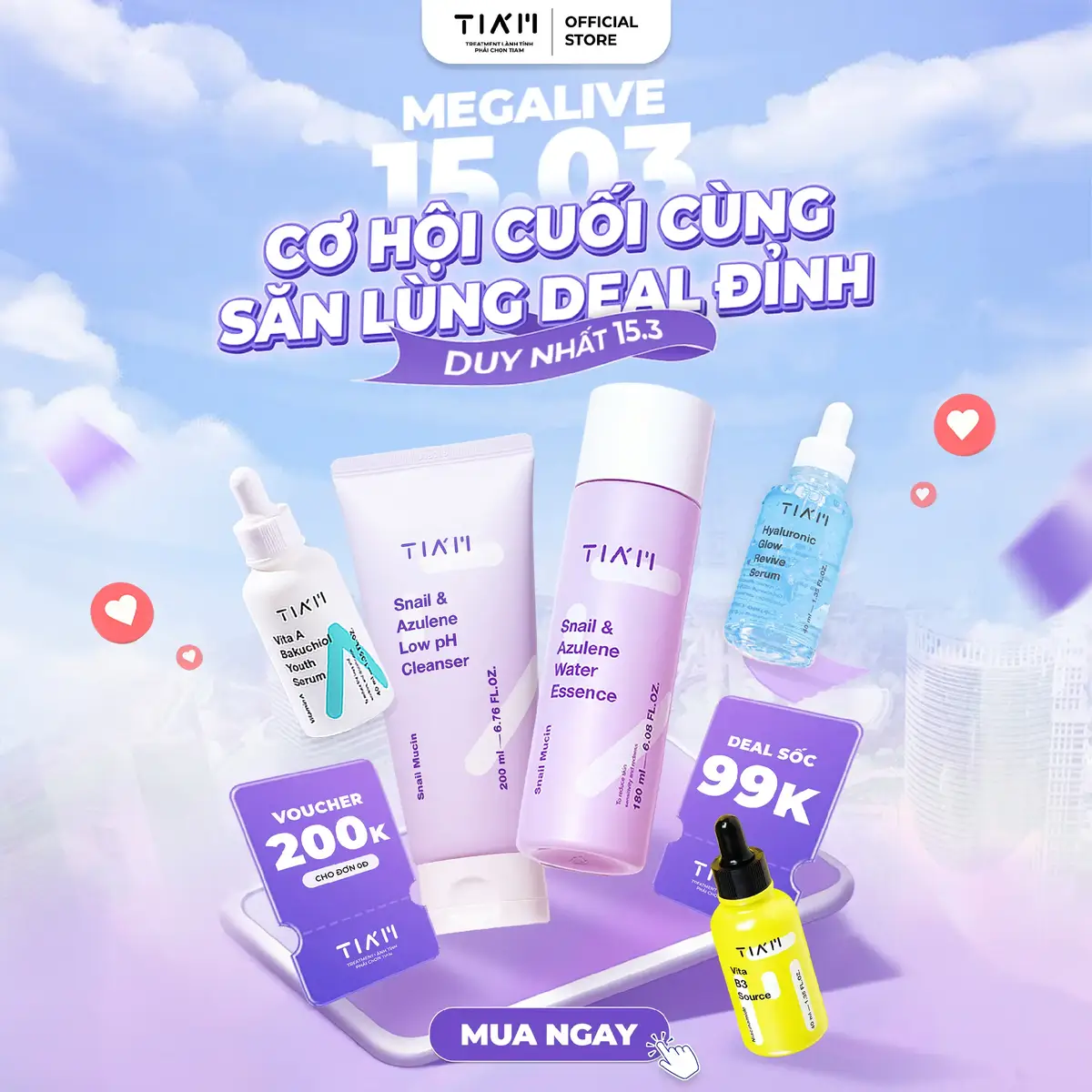 ⚡️Cơ Hội Cuối Cùng - Săn Lùng Deal Đỉnh⚡️ 💫 Mega live cuối cùng trước khi sàn tăng phí - shop tăng giá. Hàng chục ngàn deal Mua 1 tặng 1, mua 2 tặng 3 cực hời 💫 Freeship toàn bộ đơn 15.3 💫 Deal sốc 99k ✨️ Nhanh tay bấm đăng ký phiên live để nhận quà cùng hàng ngàn ưu đãi siêu hot từ TIA'M trong phiên Mega live cuối cùng - Săn lùng deal đỉnh 🫶 #tiam #tiamvietnam #tiamHA #xuhuongtiktok #trending #serum #TikTokShop #megalive #tiamsnail #1503 