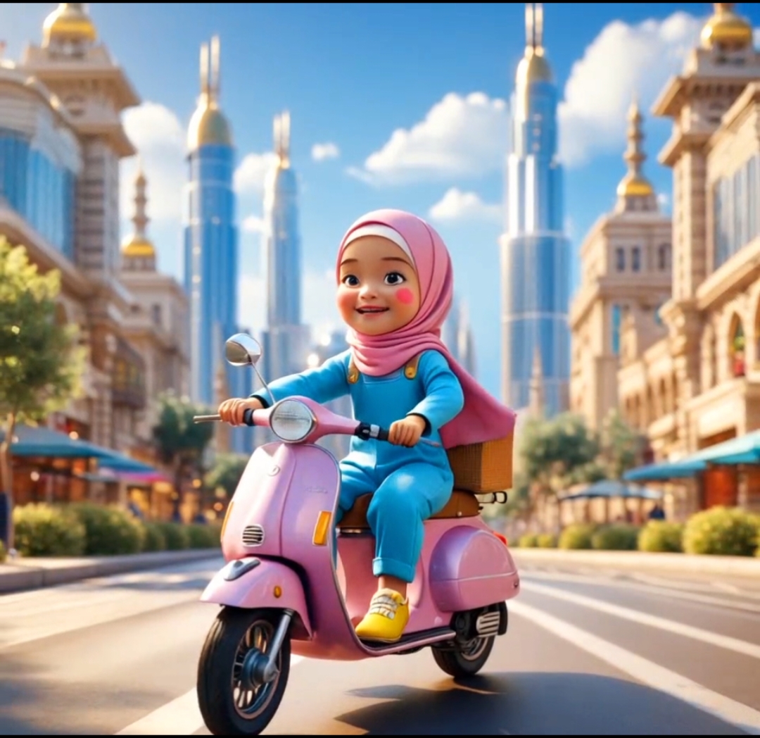 Happy Ramadhan 🩷 #masyaallahtabarakkallah #3danimation #animation #cartoon #fyp #fypviralシ #foryou #Ai #humaira #littlegirl #sholawat #motorcycle #vespa 