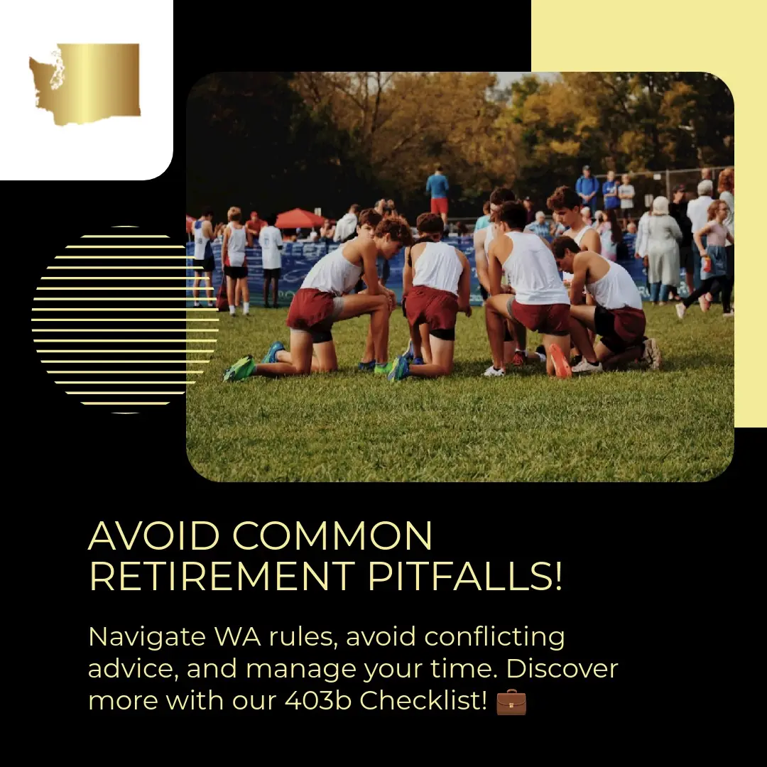 The coolest retirement planning pitfalls to avoid: 1️⃣ Not understanding WA state rules 🏛️ 2️⃣ Conflicting advice 🤔 3️⃣ Lack of time ⏰ What else would you add? Share your thoughts! Download Our 403b Transfer Checklist at watrspers.com to stay on track. 💼 #RetirementPlanning #EarlyRetirement #WashingtonStateEmployees #washingtonretirement #washingtonteachers