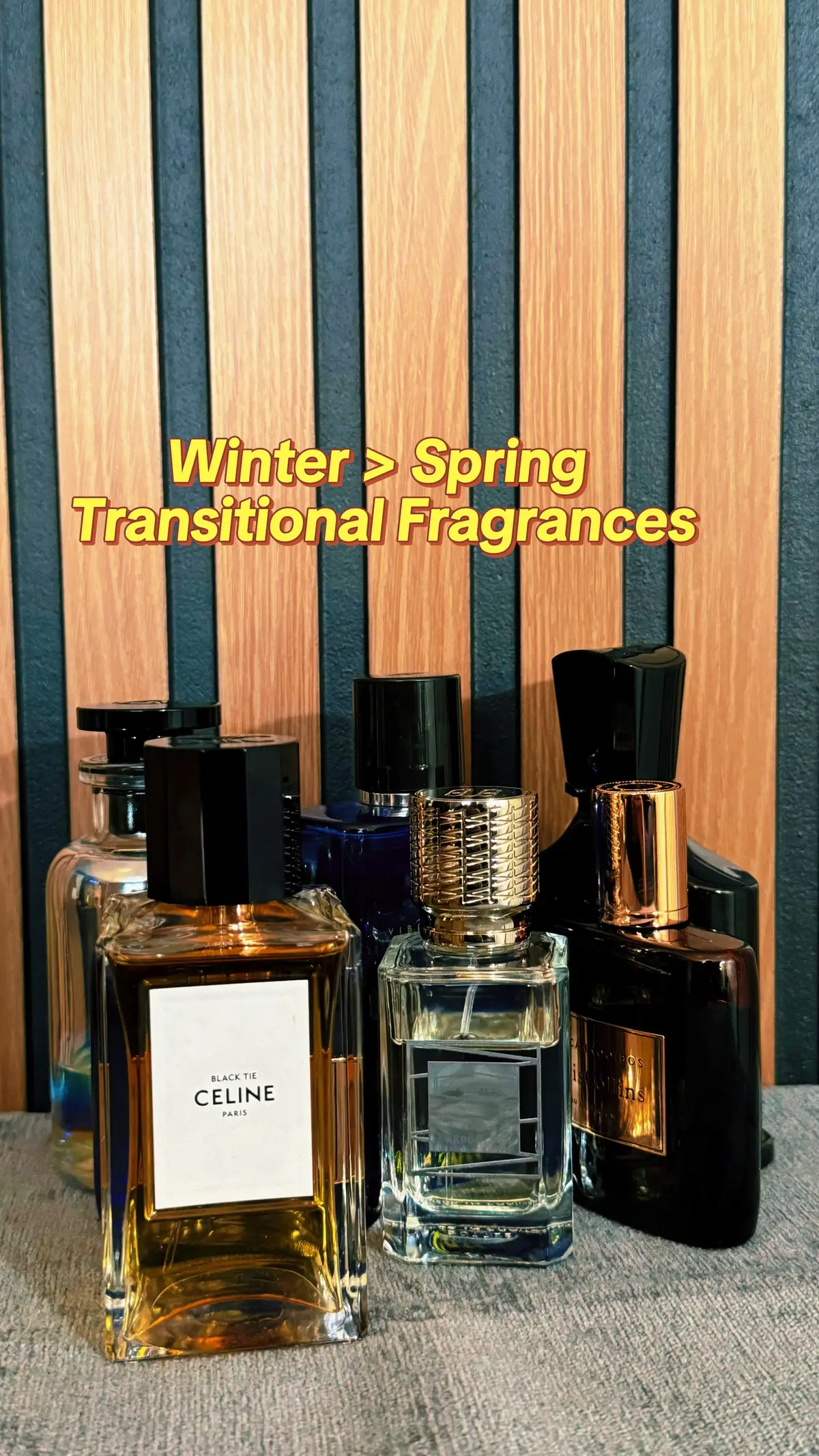 My winter to spring transition fragrances.  1. Aventus Absolu @creedfragrance  2. LV LVERS @Louis Vuitton  3. Ex Nihilo The Hedonist EDP @exnihiloparis  4. Chris Collins African Rooibos @World of Chris Collins  5. Chris Collins Savant Manhattan Cherry ^^ 6. Celine Black Tie @CELINE  7. Zara Vibrant Leather Bogoss @ZARA    #mensfashion #menslifestyle #cologne #perfume #perfumetiktok #colognetiktok 