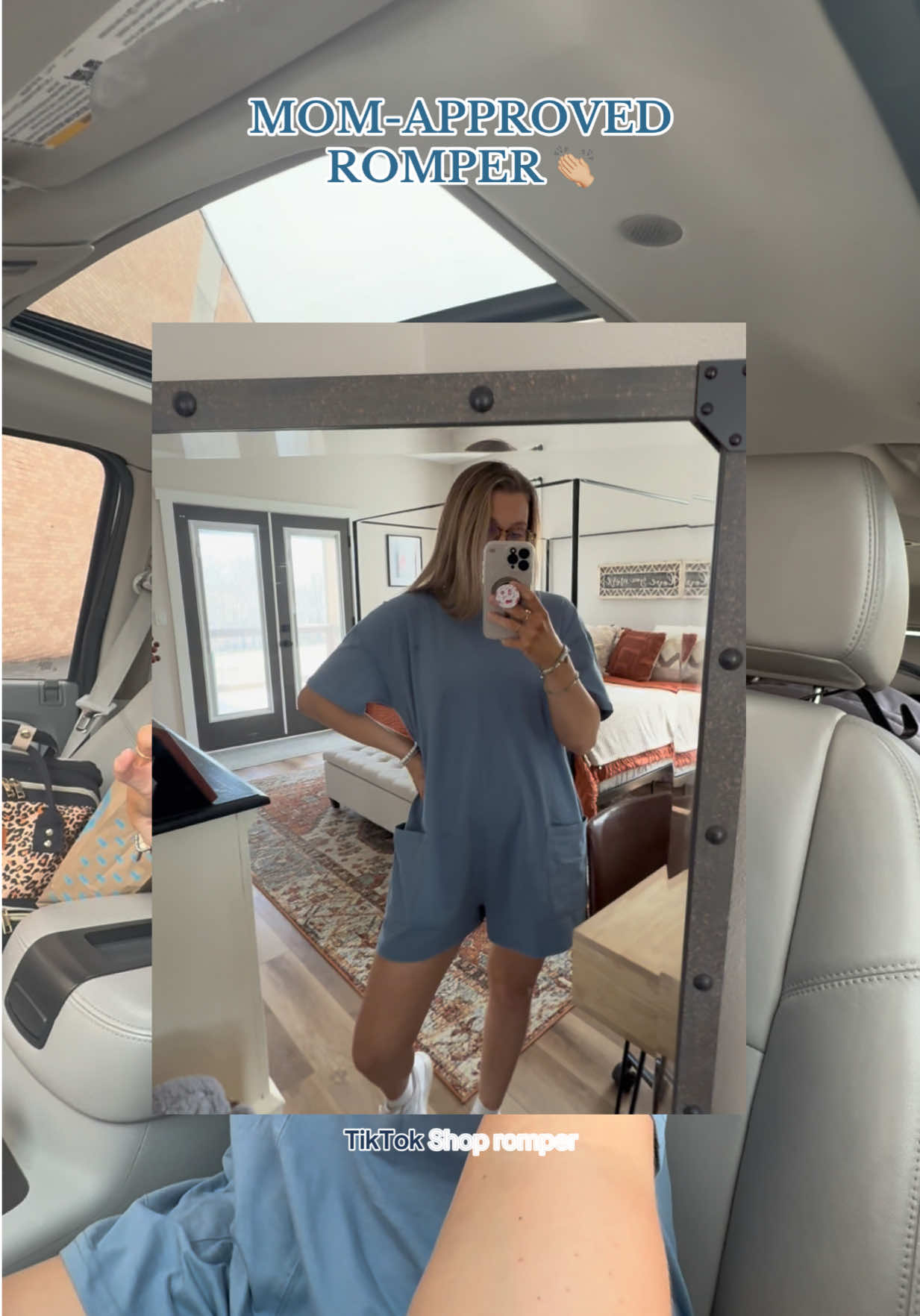 THE ULTIMATE SUMMER UNIFORM✨ so easy to throw on & doesn’t burn you up #MomsofTikTok #momoutfit #romper #oversized #tiktokshop #tiktokshopfinds #momootd #outfitinspo #romperwithpockets #modestfashion #momuniform #momapproved 