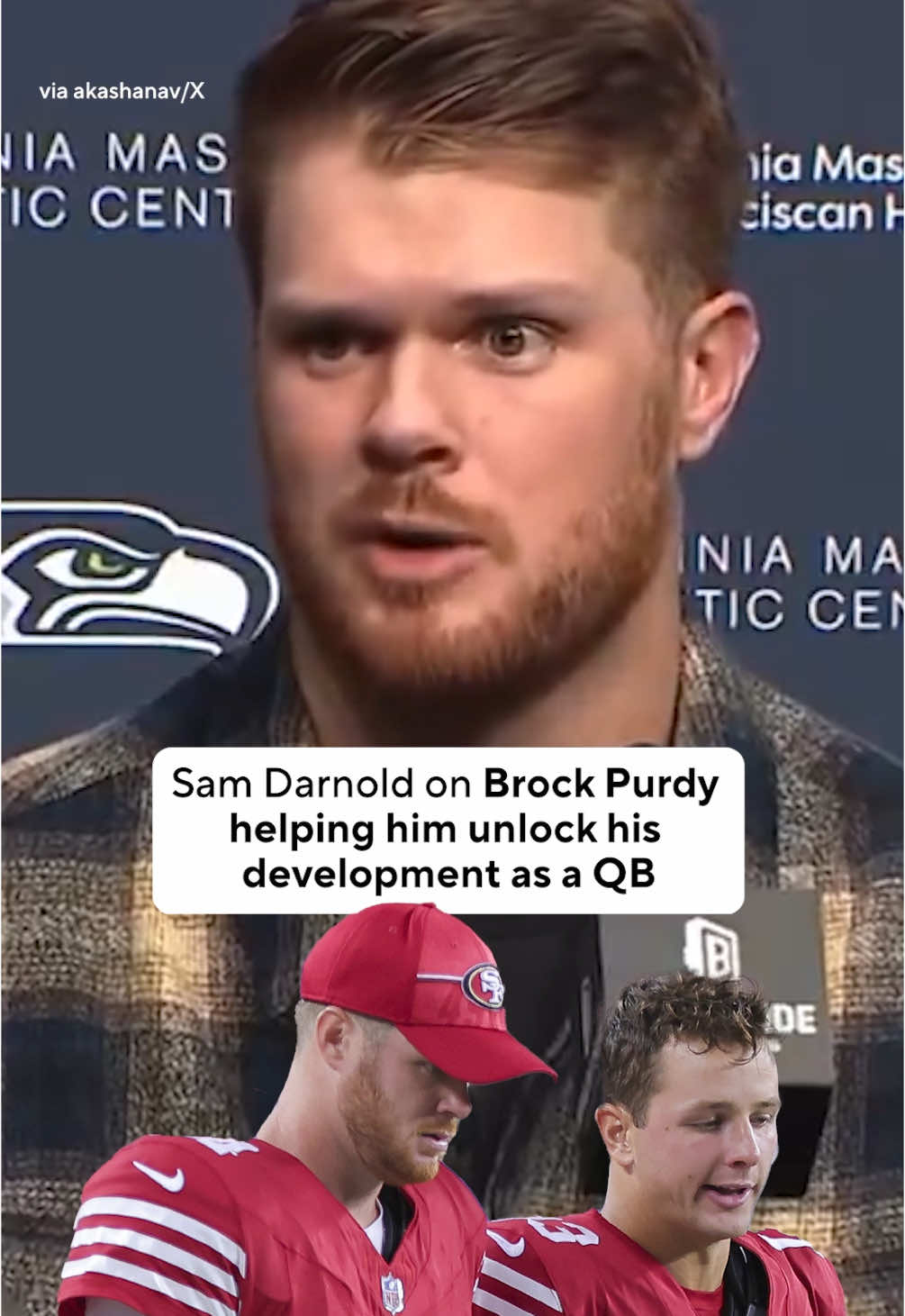 Sam Darnold and Brock Purdy were teammates with the 49ers in 2023  #nfl #samdarnold #brockpurdy