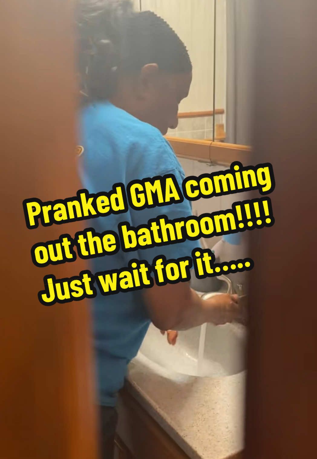 Pranked GMA coming out the bathroom!!!! Just wait for it….. #trending #viral #fyp 