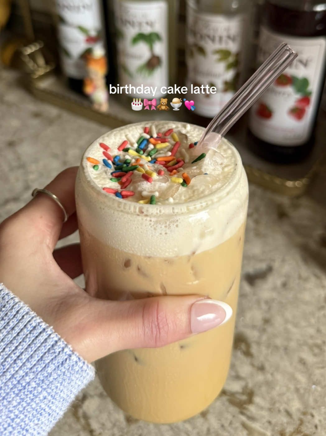 this creamer lives up to the hype 🎂 #coffee #coffeetiktok #birthday #birthdaycake #latte #makecoffeewithme #Recipe #coffeerecipe #morningroutine #asmr #trending #fyp @Chobani @Torani @Califia Farms 