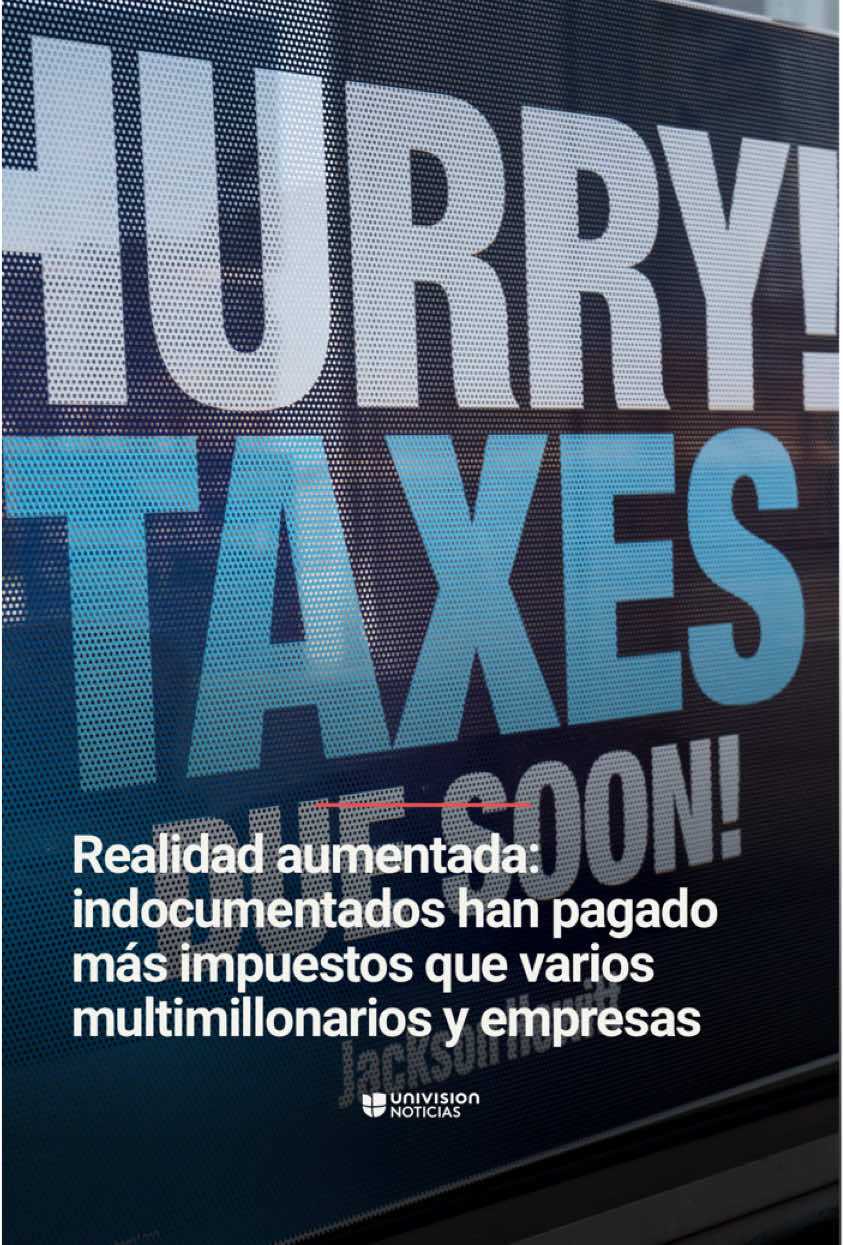 💰 En realidad aumentada: indocumentados han pagado más impuestos que varios multimillonarios y 55 grandes empresas. De acuerdo con un reciente informe, los indocumentados en EEUU pagaron más impuestos en 2022 que varios multimillonarios y 55 empresas importantes. En realidad aumentada te mostramos las cifras que evidencian la diferencia entre lo pagado por los inmigrantes y algunas grandes compañías. Informa @iliacalderon. 📺 Más del Noticiero Univision a las 6:30pm/5:30C y Edición Nocturna a las 11:30pm/10:30C. #economía #taxes #economy #finanzas #multimillonarios #empresarios #EEUU #impuestos #Uninoticias #UnivisionNoticias